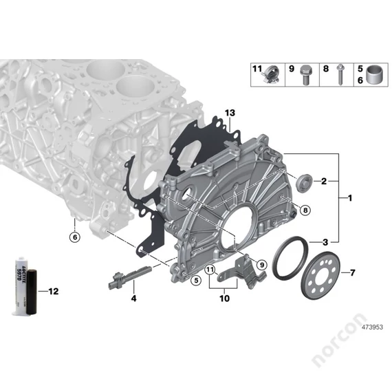 BMW G01 X3 30dX (TX71), Timing case - Dowel
