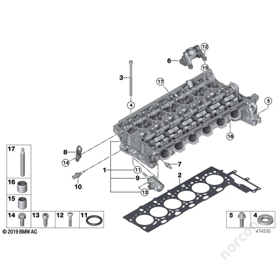 BMW F20N M140i, Cylinder head/Mounting parts - Dowel