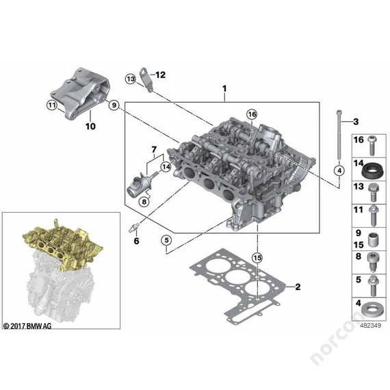 Mini F54 Cooper B36, Cylinder head - Dowel