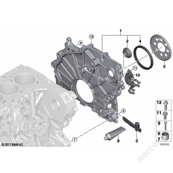BMW F39 X2 16d, Timing case cover - Dowel