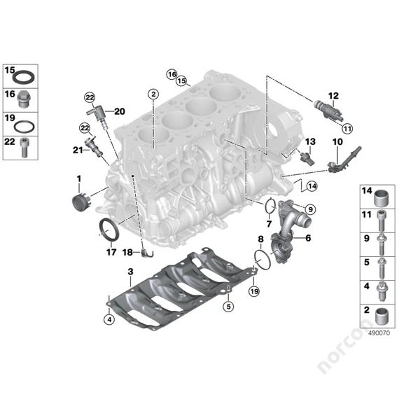 BMW G01 X3 18d, Engine block mounting parts - Dowel