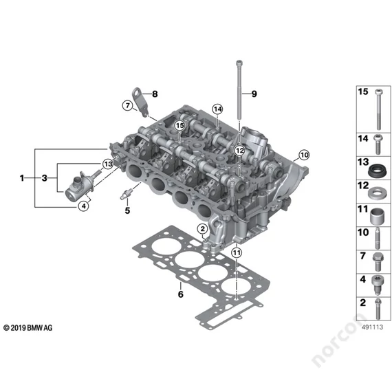 BMW F39 X2 20i B42, Cylinder head/Mounting parts - Dowel
