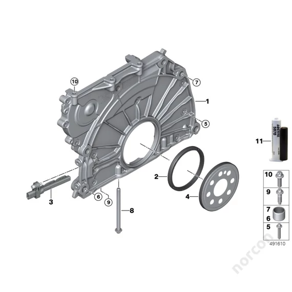 BMW F39 X2 20i B48C, Timing case cover - Dowel