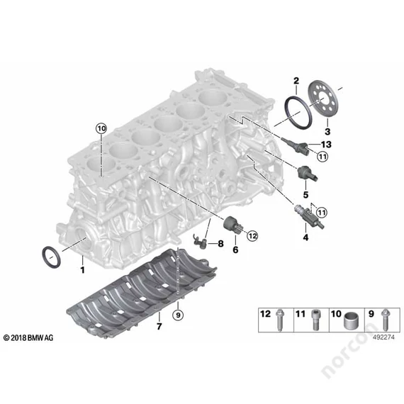 BMW G05 X5 45eX, Engine block mounting parts - Dowel