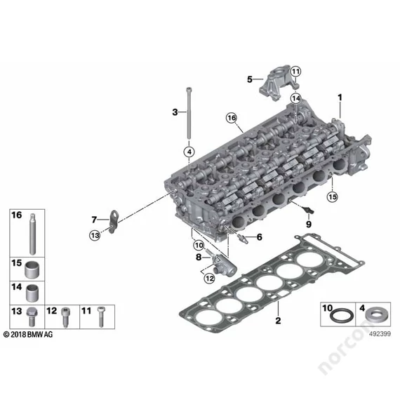 BMW G01 X3 M40iX B58D, Cylinder head/Mounting parts - Dowel