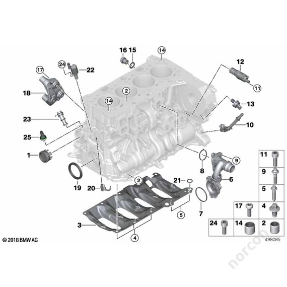 BMW F39 X2 18d B47B, Engine block mounting parts - Dowel
