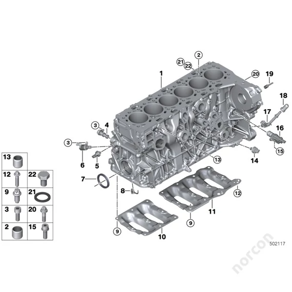 BMW G05 X5 M50dX, Engine block mounting parts - Dowel