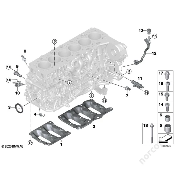 BMW G20 M340dX, Engine block mounting parts - Dowel