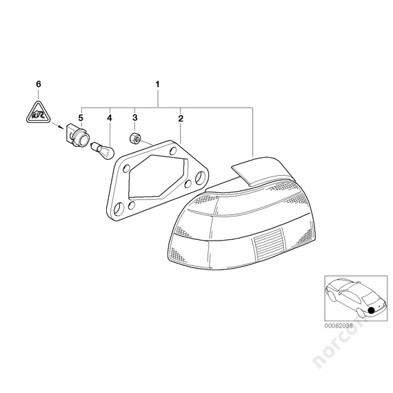 Gasket, rear light, left